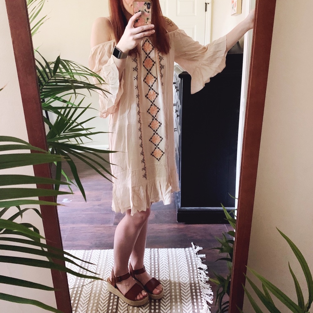 Boho Ruffle Embroidered Dress